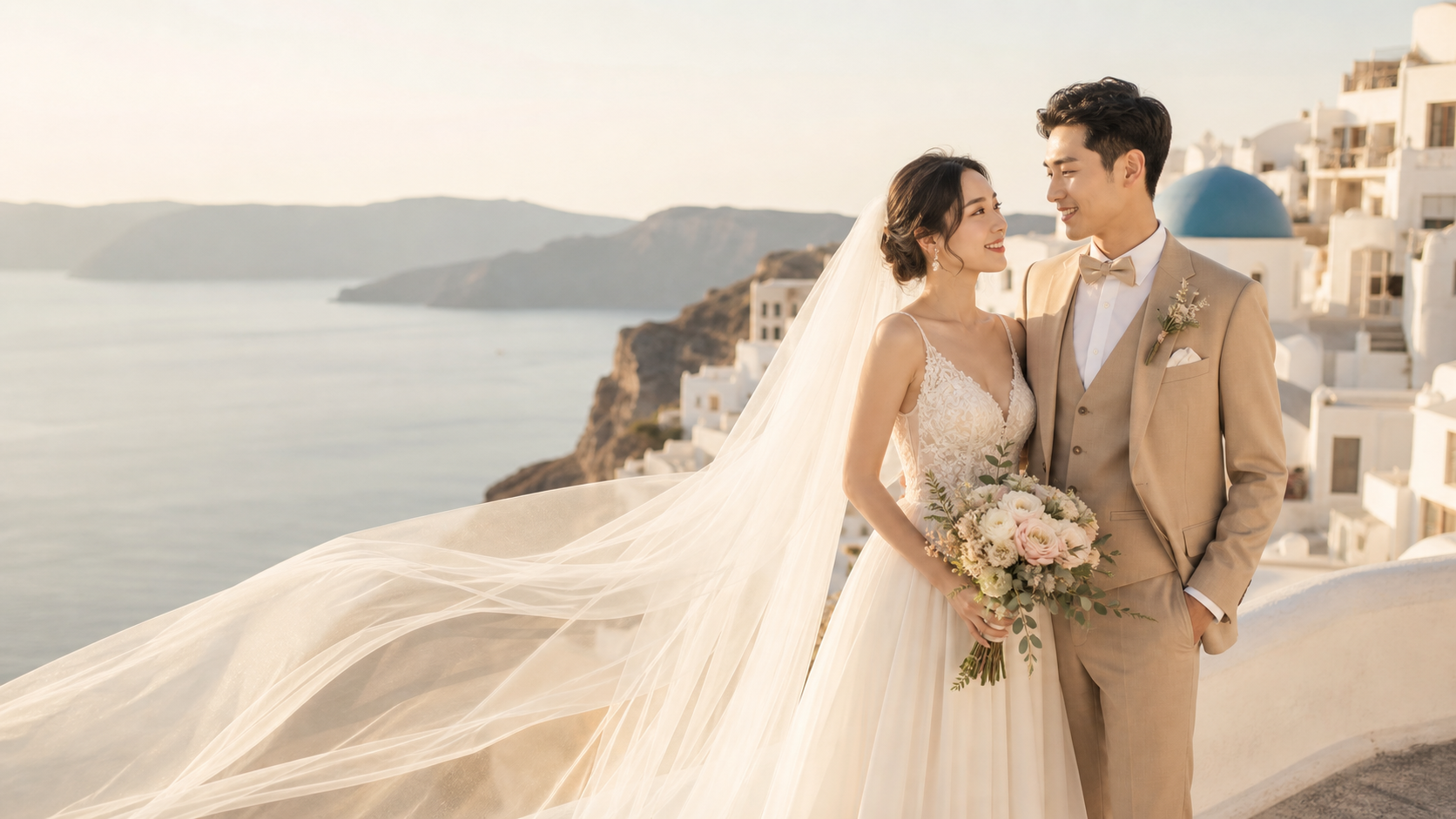 AI目的地婚纱旅拍主题场景示意，并非现实旅行实拍