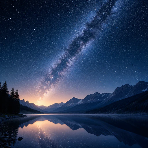那天的星空主题艺术示意，星空与山水背景并非某个纪念日的计算结果